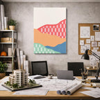 cuadro canvas paisajes digitales montañas rosas textura fina vertical
