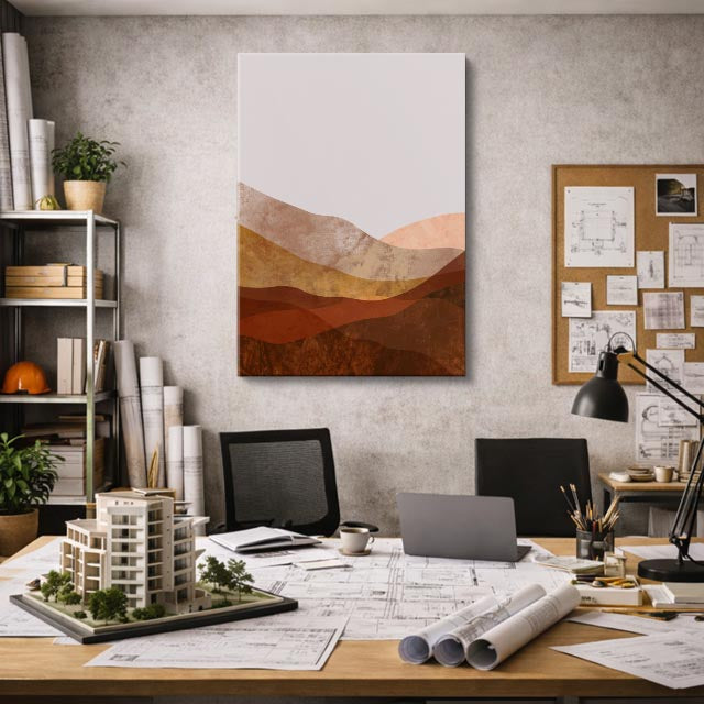 cuadro canvas paisajes digitales montañas tierra naranja oscura vertical