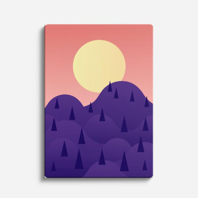 cuadro canvas paisajes digitales bosque morado sol grande vertical