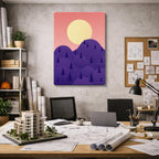 cuadro canvas paisajes digitales bosque morado sol grande vertical