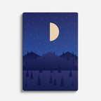 cuadro canvas paisajes digitales bosque azul luna media vertical