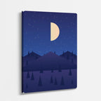 cuadro canvas paisajes digitales bosque azul luna media vertical