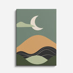 cuadro canvas paisajes digitales colinas verde musgo luna gris vertical