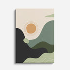 cuadro canvas paisajes digitales colinas verde musgo sol beige vertical