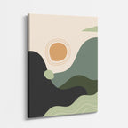 cuadro canvas paisajes digitales colinas verde musgo sol beige vertical