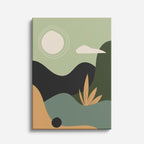 cuadro canvas paisajes digitales colinas verde agave sol beige vertical