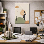cuadro canvas paisajes digitales cactus beige sol grande vertical