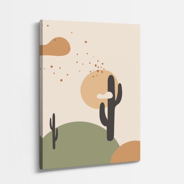 cuadro canvas paisajes digitales cactus beige sol grande vertical