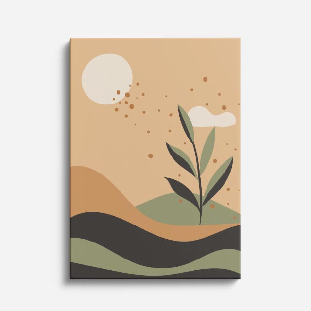 cuadro canvas paisajes digitales planta beige fondo suave vertical