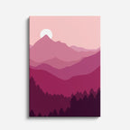 cuadro canvas paisajes digitales montañas rosas bosque morado vertical