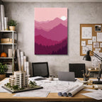 cuadro canvas paisajes digitales montañas rosas oscuras dramáticas vertical