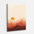 cuadro canvas paisajes digitales colinas rosa suave sol naranja vertical