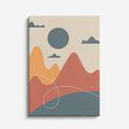 cuadro canvas paisajes digitales montañas naranja esfera gris vertical