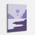 cuadro canvas paisajes digitales montañas moradas río lilas vertical