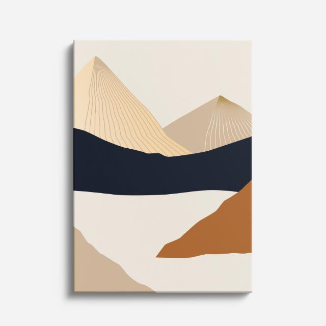 cuadro canvas paisajes digitales montañas beige capas suaves vertical