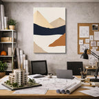 cuadro canvas paisajes digitales montañas beige capas suaves vertical