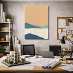 cuadro canvas paisajes digitales colinas teal camino beige vertical