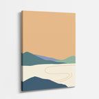 cuadro canvas paisajes digitales colinas teal camino beige vertical