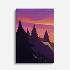 cuadro canvas paisajes digitales bosque morado atardecer naranja vertical