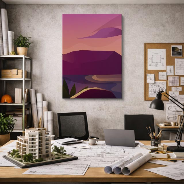 cuadro canvas paisajes digitales arco rocoso rosa atardecer vertical