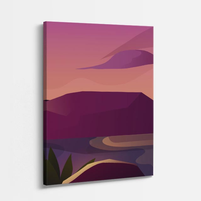 cuadro canvas paisajes digitales arco rocoso rosa atardecer vertical