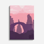 cuadro canvas paisajes digitales rocas rosas siluetas oscuras vertical