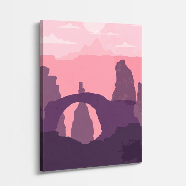cuadro canvas paisajes digitales rocas rosas siluetas oscuras vertical