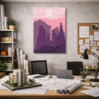 cuadro canvas paisajes digitales formaciones rosas cielo suave vertical