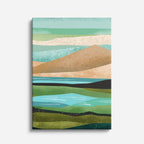 cuadro canvas paisajes digitales dunas verdes teal suaves vertical