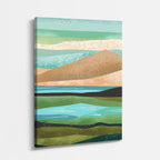 cuadro canvas paisajes digitales dunas verdes teal suaves vertical