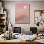 cuadro canvas paisajes digitales colinas beige sol blanco vertical
