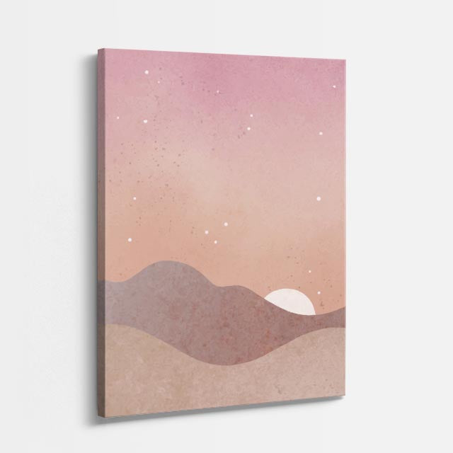 cuadro canvas paisajes digitales colinas beige rosa suave vertical