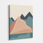 cuadro canvas paisajes digitales montañas teal beige capas vertical