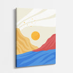 cuadro canvas paisajes digitales montañas rosas sol grande vertical