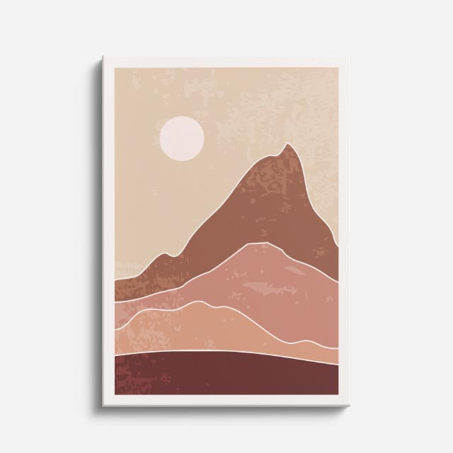 cuadro canvas paisajes digitales montaña naranja sol grande vertical