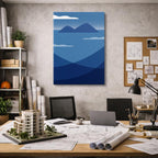 cuadro canvas paisajes digitales lago azul montañas oscuras vertical