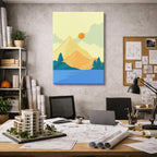 cuadro canvas paisajes digitales bosque amarillo sol naranja vertical