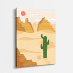 cuadro canvas paisajes digitales cactus duna sol rojo vertical