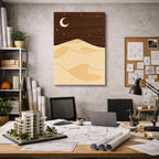 cuadro canvas paisajes digitales duna nocturna luna creciente vertical