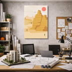 cuadro canvas paisajes digitales formaciones rocosas beige vertical