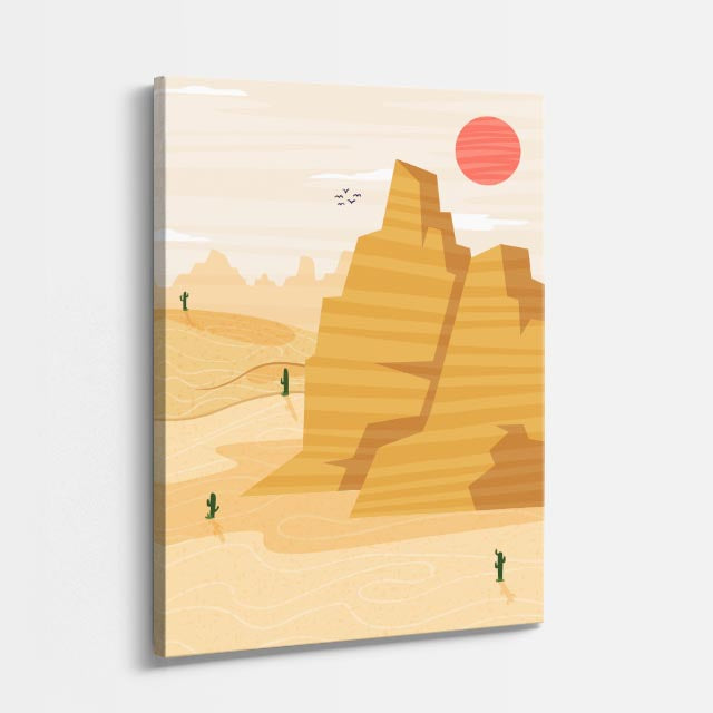 cuadro canvas paisajes digitales formaciones rocosas beige vertical