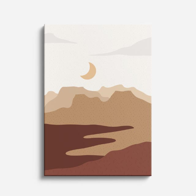 cuadro canvas paisajes digitales montañas beige río suave vertical