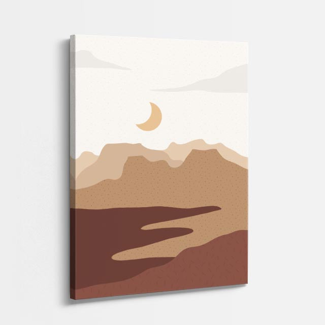 cuadro canvas paisajes digitales montañas beige río suave vertical