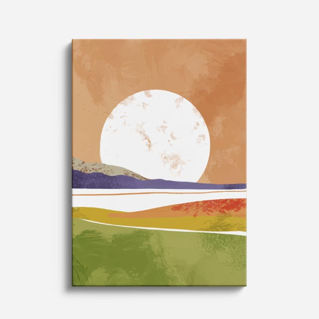 cuadro canvas paisajes digitales montañas beige sol grande blanco vertical