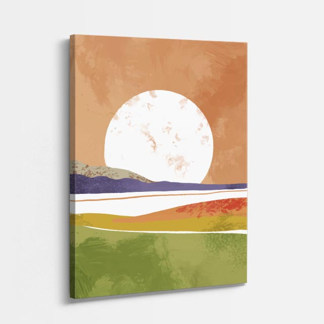 cuadro canvas paisajes digitales montañas beige sol grande blanco vertical