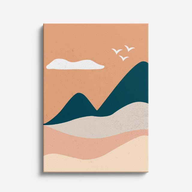 cuadro canvas paisajes digitales colinas beige nubes suaves vertical