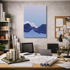 cuadro canvas paisajes digitales montañas lilas trazo fino vertical