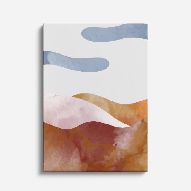 cuadro canvas paisajes digitales montañas tierra dorada acuarela vertical
