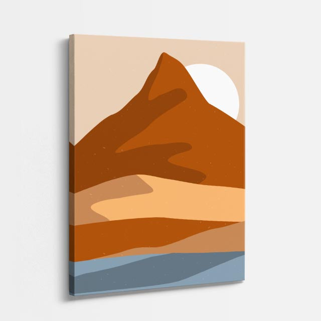 cuadro canvas paisajes digitales montañas naranja sol grande vertical