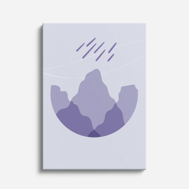 cuadro canvas paisajes digitales montañas lilas lluvia suave vertical